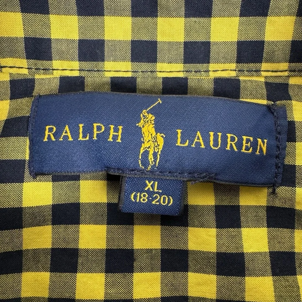 Ralph Lauren Button Down Shirt Long Sleeve Plaid Check Boys XL